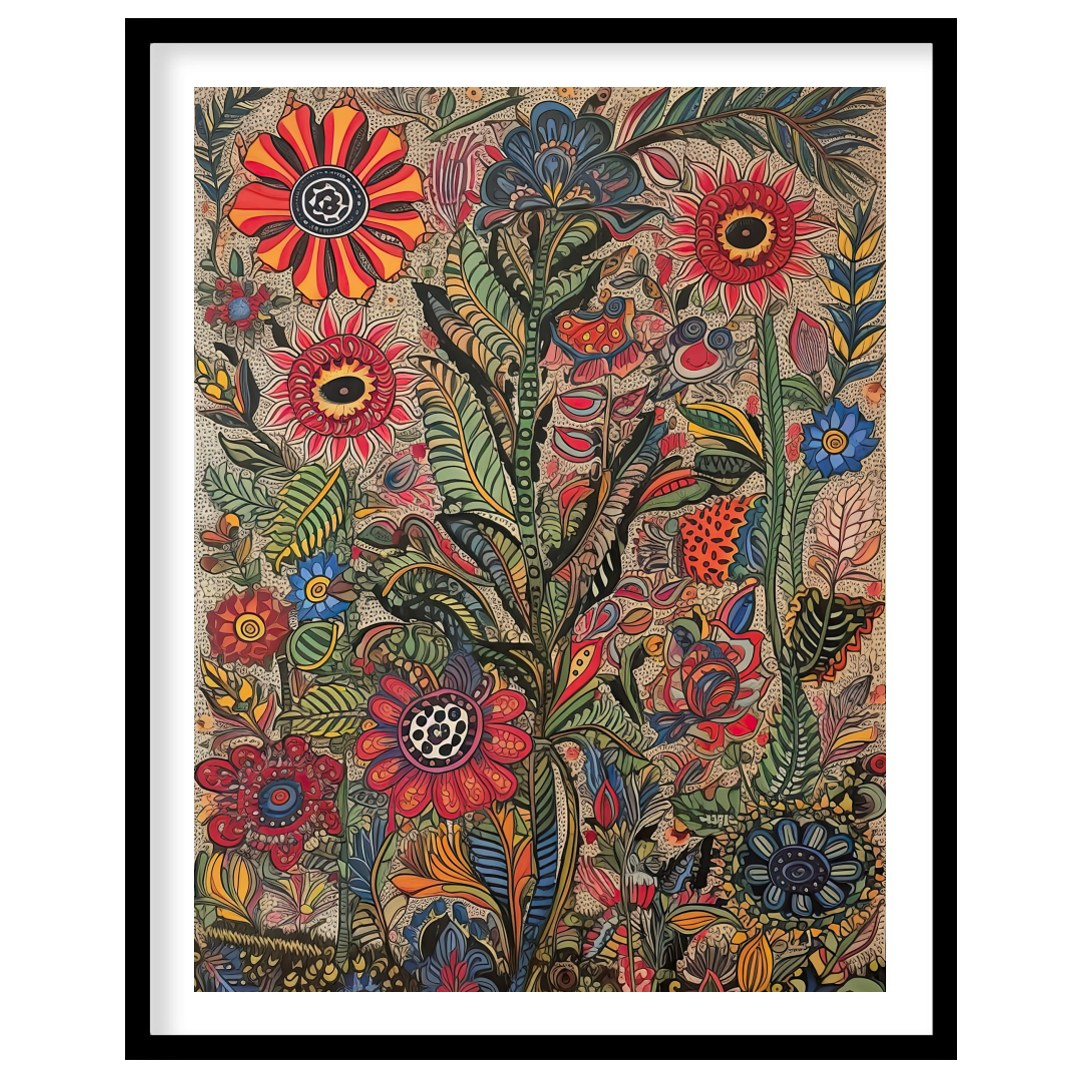 Immerse yourself in the lively intricacy of 'Vibrant Botanical Fantasy,' a stunning piece that for loft
