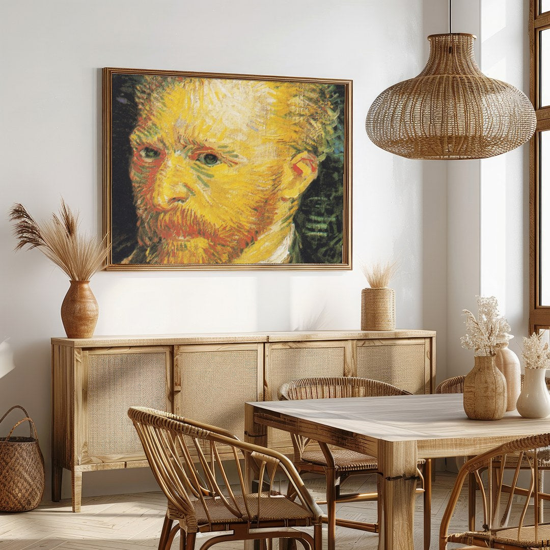 Immerse your space in the dynamic energy of this vibrant brushstroke portrait. The artwork captures for Dining