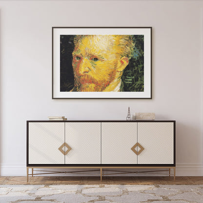 Immerse your space in the dynamic energy of this vibrant brushstroke portrait. The artwork captures for Foyer