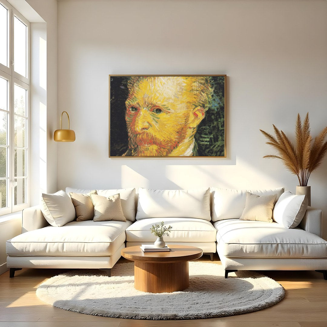 Immerse your space in the dynamic energy of this vibrant brushstroke portrait. The artwork captures for Living Room