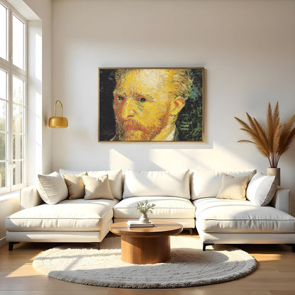 Immerse your space in the dynamic energy of this vibrant brushstroke portrait. The artwork captures for Living Room