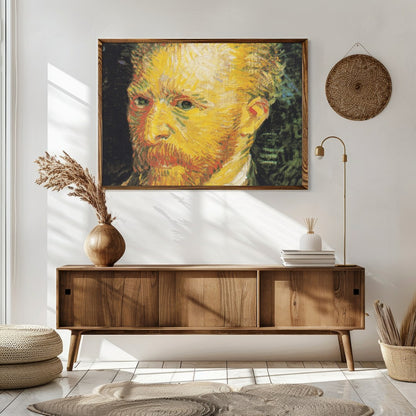 Immerse your space in the dynamic energy of this vibrant brushstroke portrait. The artwork captures for Sitting Area