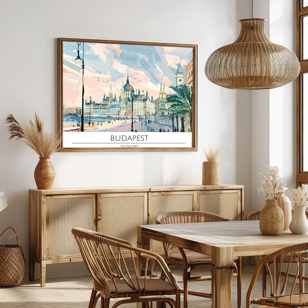 Capture the charm of Hungary's capital with this vibrant cityscape. Featuring a stunning view of for Dining