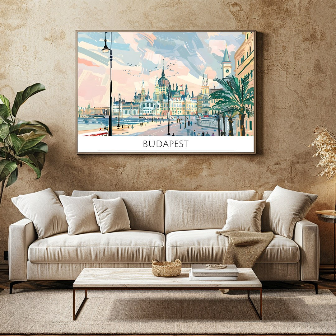 Capture the charm of Hungary's capital with this vibrant cityscape. Featuring a stunning view of for Family Room