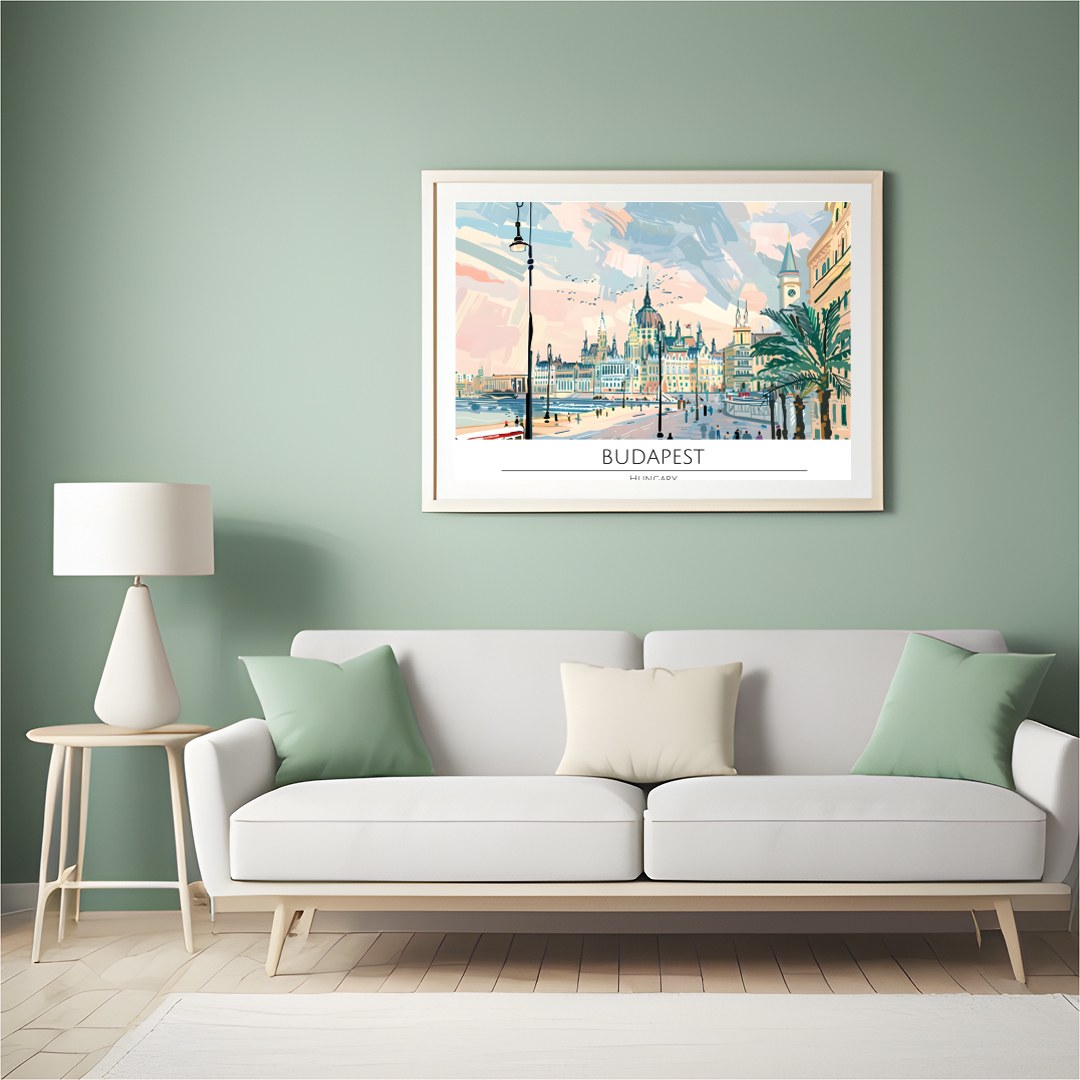 Capture the charm of Hungary's capital with this vibrant cityscape. Featuring a stunning view of for Hall