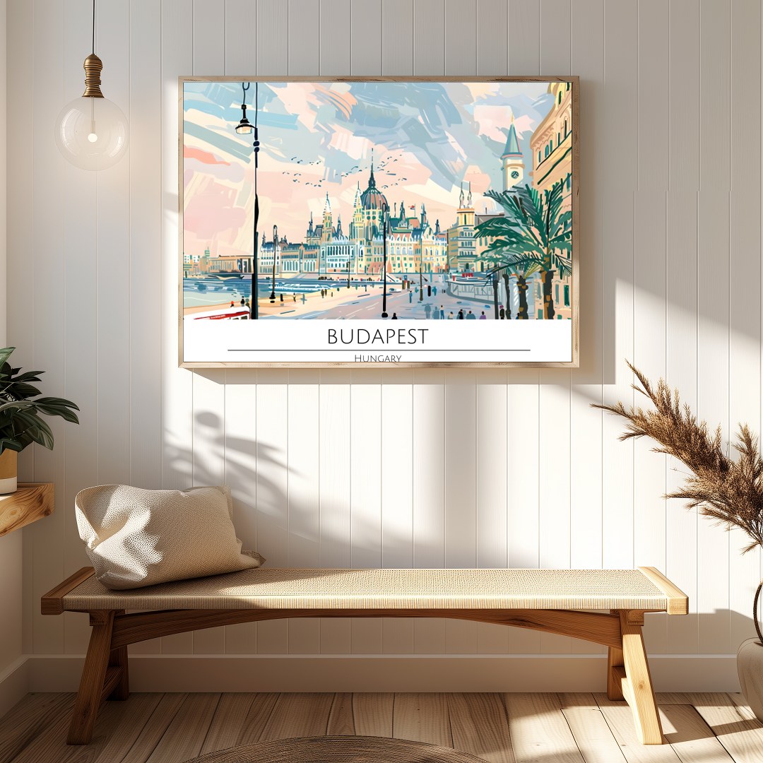Capture the charm of Hungary's capital with this vibrant cityscape. Featuring a stunning view of for Hallway