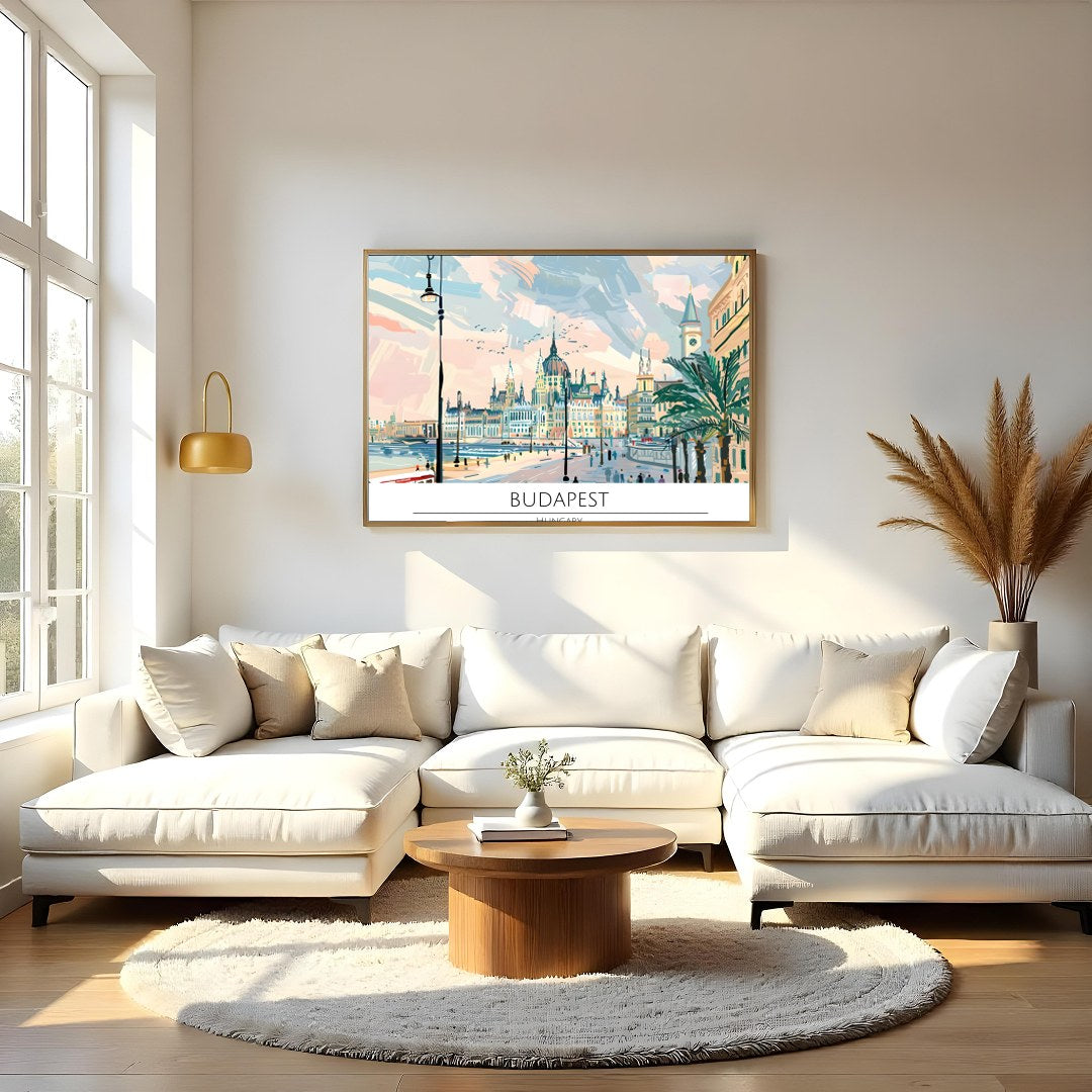 Capture the charm of Hungary's capital with this vibrant cityscape. Featuring a stunning view of for Living Room