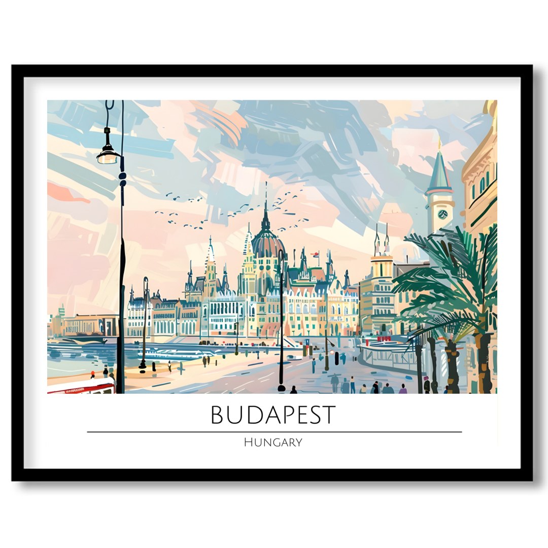 Capture the charm of Hungary's capital with this vibrant cityscape. Featuring a stunning view of for place