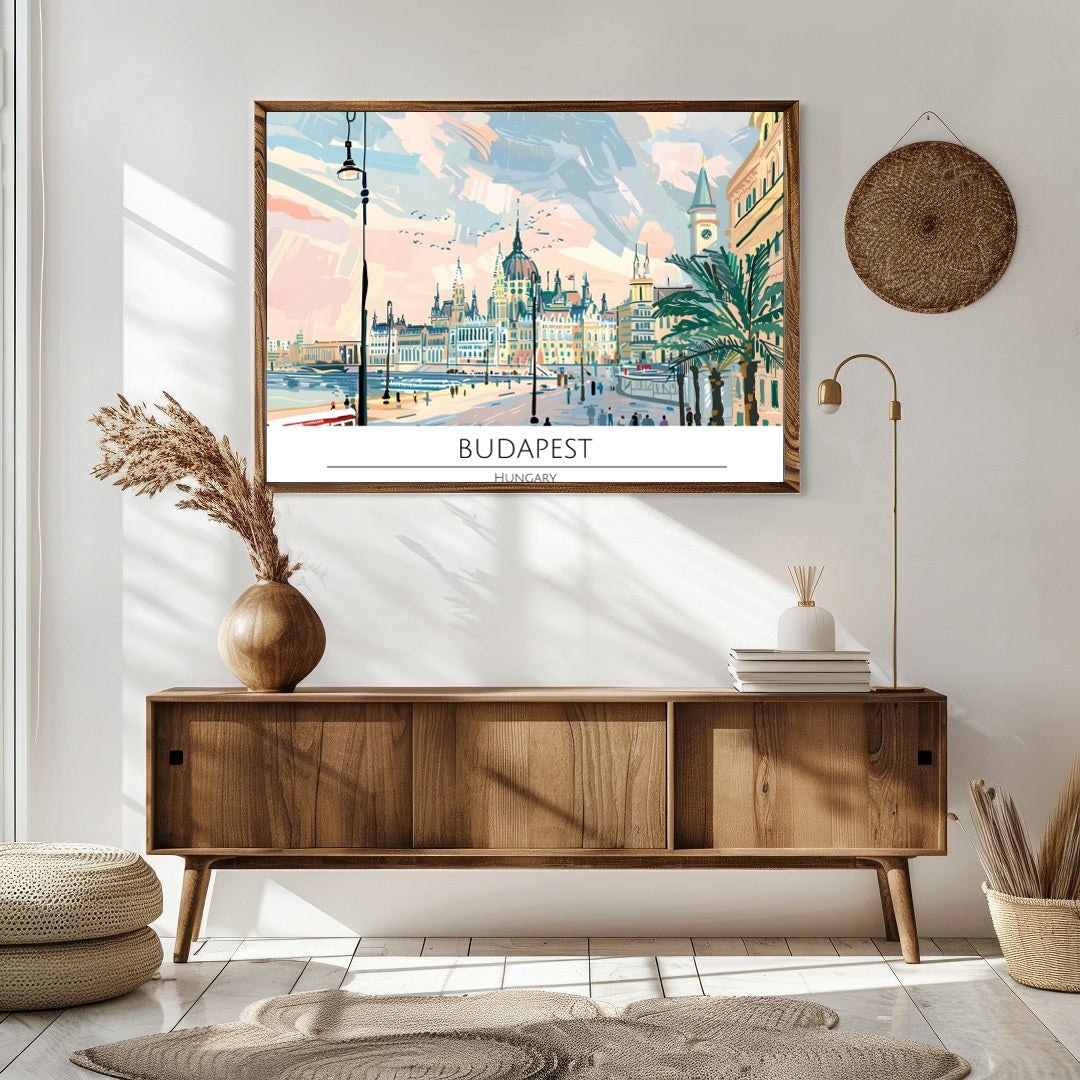 Capture the charm of Hungary's capital with this vibrant cityscape. Featuring a stunning view of for Sitting Area