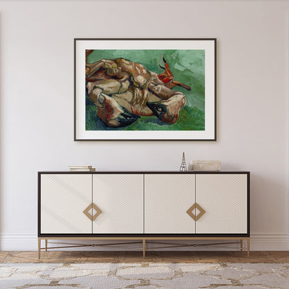 This captivating artwork showcases a crab with expressive brushstrokes and bold colors, set against for Foyer