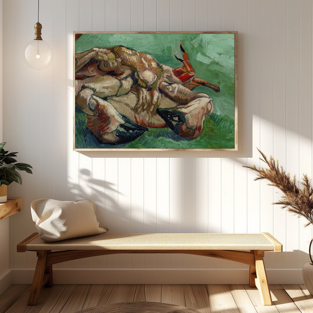This captivating artwork showcases a crab with expressive brushstrokes and bold colors, set against for Hallway
