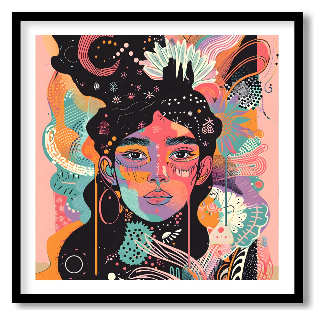 Immerse yourself in a kaleidoscope of colors with this captivating abstract portrait. Perfect for for lovely-house