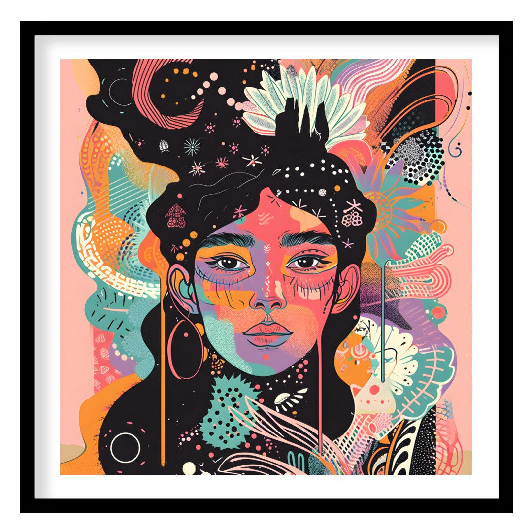 Immerse yourself in a kaleidoscope of colors with this captivating abstract portrait. Perfect for for lovely-house