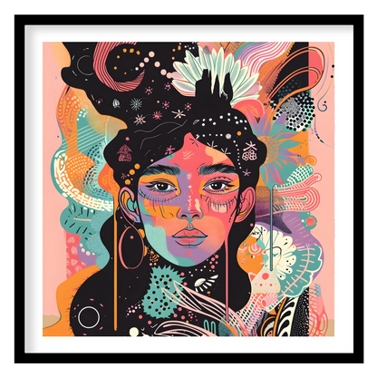Immerse yourself in a kaleidoscope of colors with this captivating abstract portrait. Perfect for for lovely-house