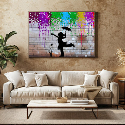 Energize your space with this captivating silhouette wall art, showcasing a playful figure beneath for Family Room