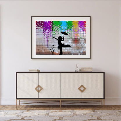 Energize your space with this captivating silhouette wall art, showcasing a playful figure beneath for Foyer