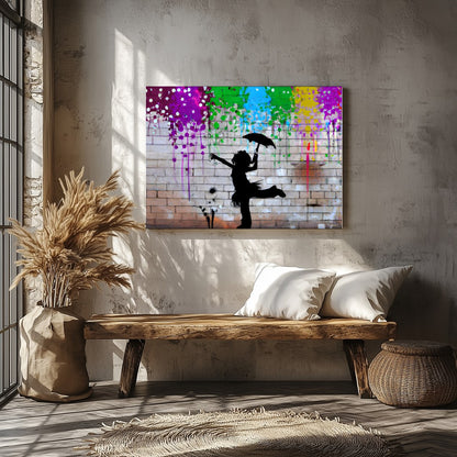 Energize your space with this captivating silhouette wall art, showcasing a playful figure beneath for Veranda