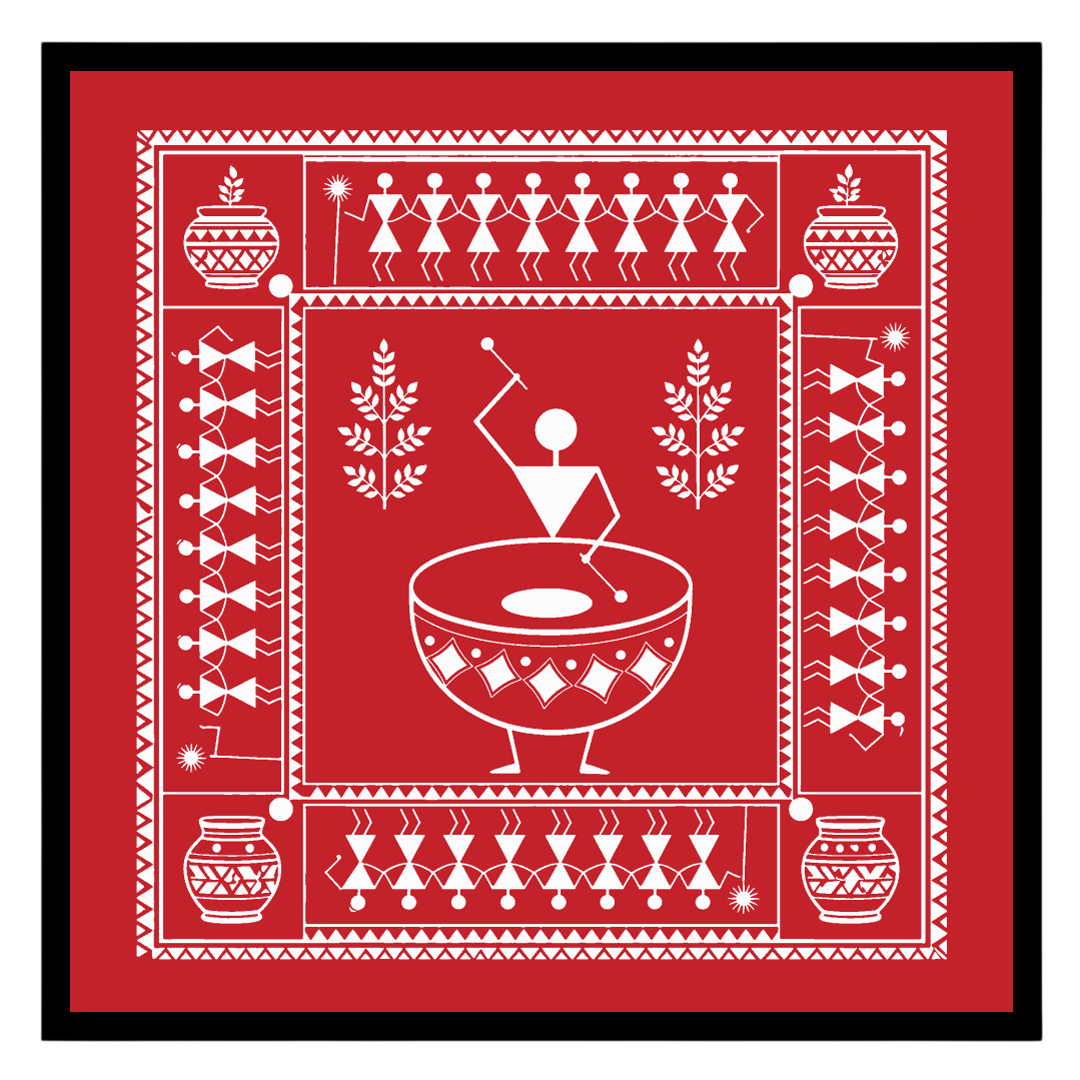 Immerse yourself in the rhythmic beats of village life with this captivating Warli art print. With for bedroom