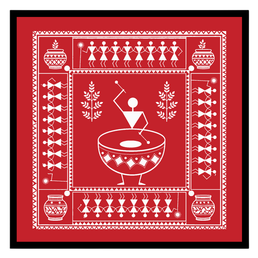 Immerse yourself in the rhythmic beats of village life with this captivating Warli art print. With for bedroom