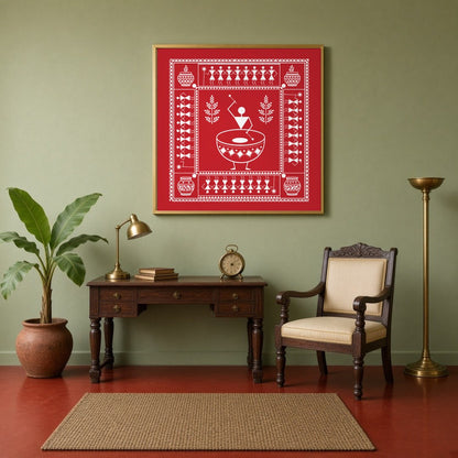 Immerse yourself in the rhythmic beats of village life with this captivating Warli art print. With for Study