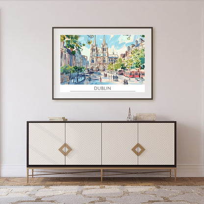 Capture the essence of Dublin with this lively depiction of a bustling cathedral square. The for Foyer