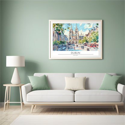 Capture the essence of Dublin with this lively depiction of a bustling cathedral square. The for Hall