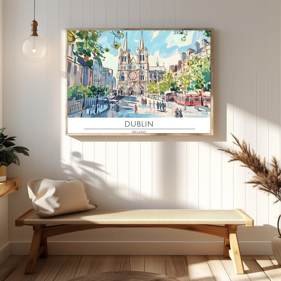 Capture the essence of Dublin with this lively depiction of a bustling cathedral square. The for Hallway