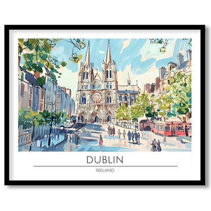 Capture the essence of Dublin with this lively depiction of a bustling cathedral square. The for kitchen
