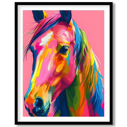 Embrace the vivid energy of this colorful equine artwork, a captivating addition to any modern for kitchen