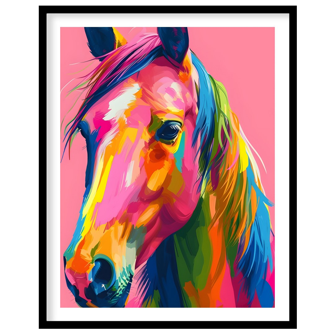 Embrace the vivid energy of this colorful equine artwork, a captivating addition to any modern for kitchen