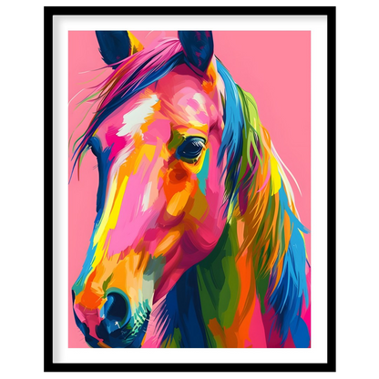 Embrace the vivid energy of this colorful equine artwork, a captivating addition to any modern for kitchen