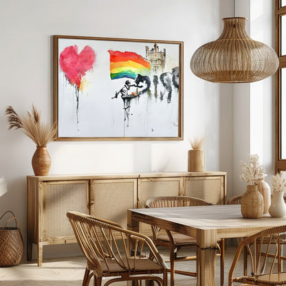 This captivating piece combines vivid colors with emotive imagery, making a bold statement in any for Dining