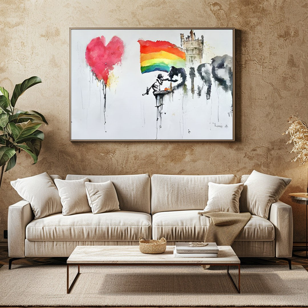 This captivating piece combines vivid colors with emotive imagery, making a bold statement in any for Family Room