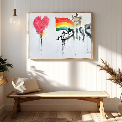 This captivating piece combines vivid colors with emotive imagery, making a bold statement in any for Hallway
