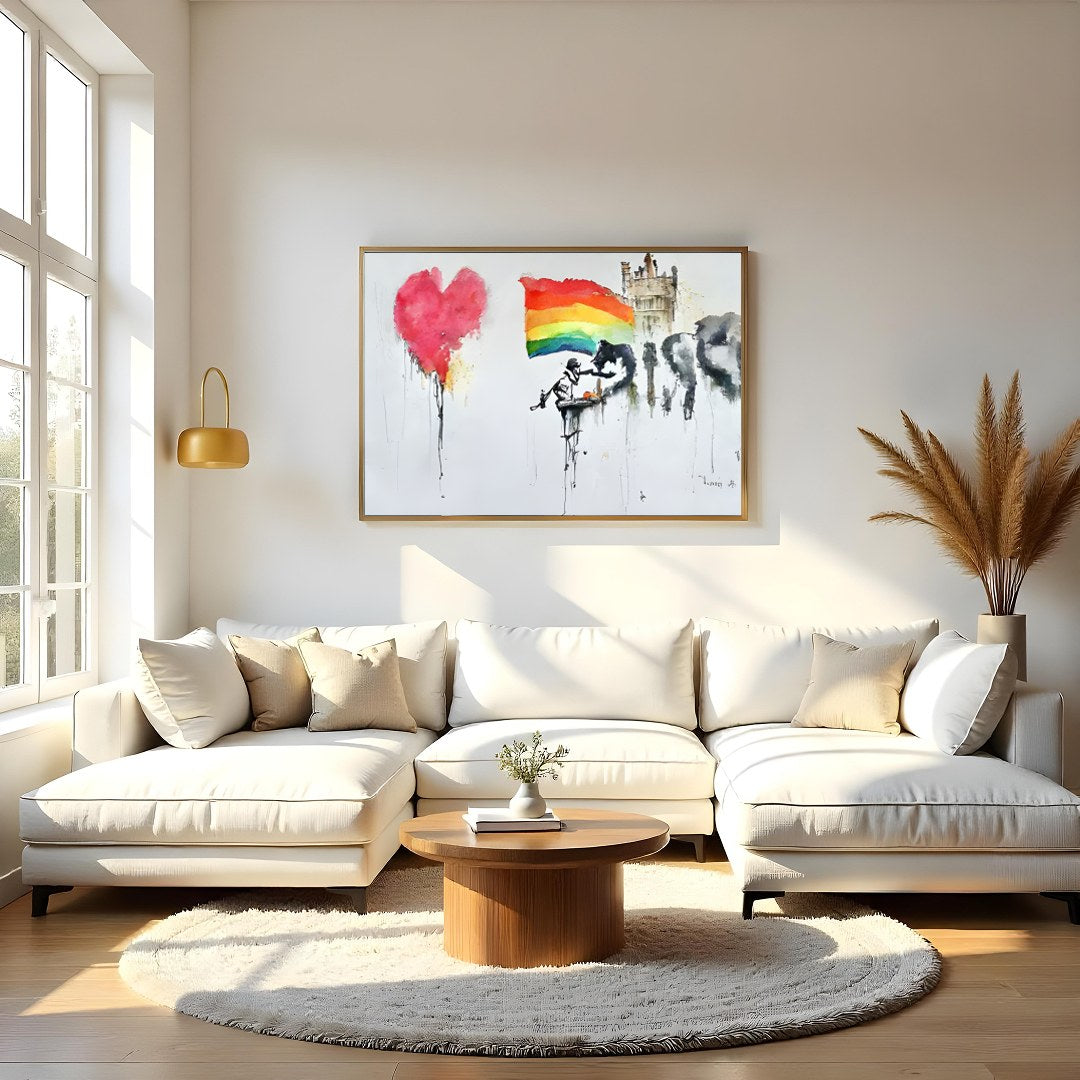 This captivating piece combines vivid colors with emotive imagery, making a bold statement in any for Living Room