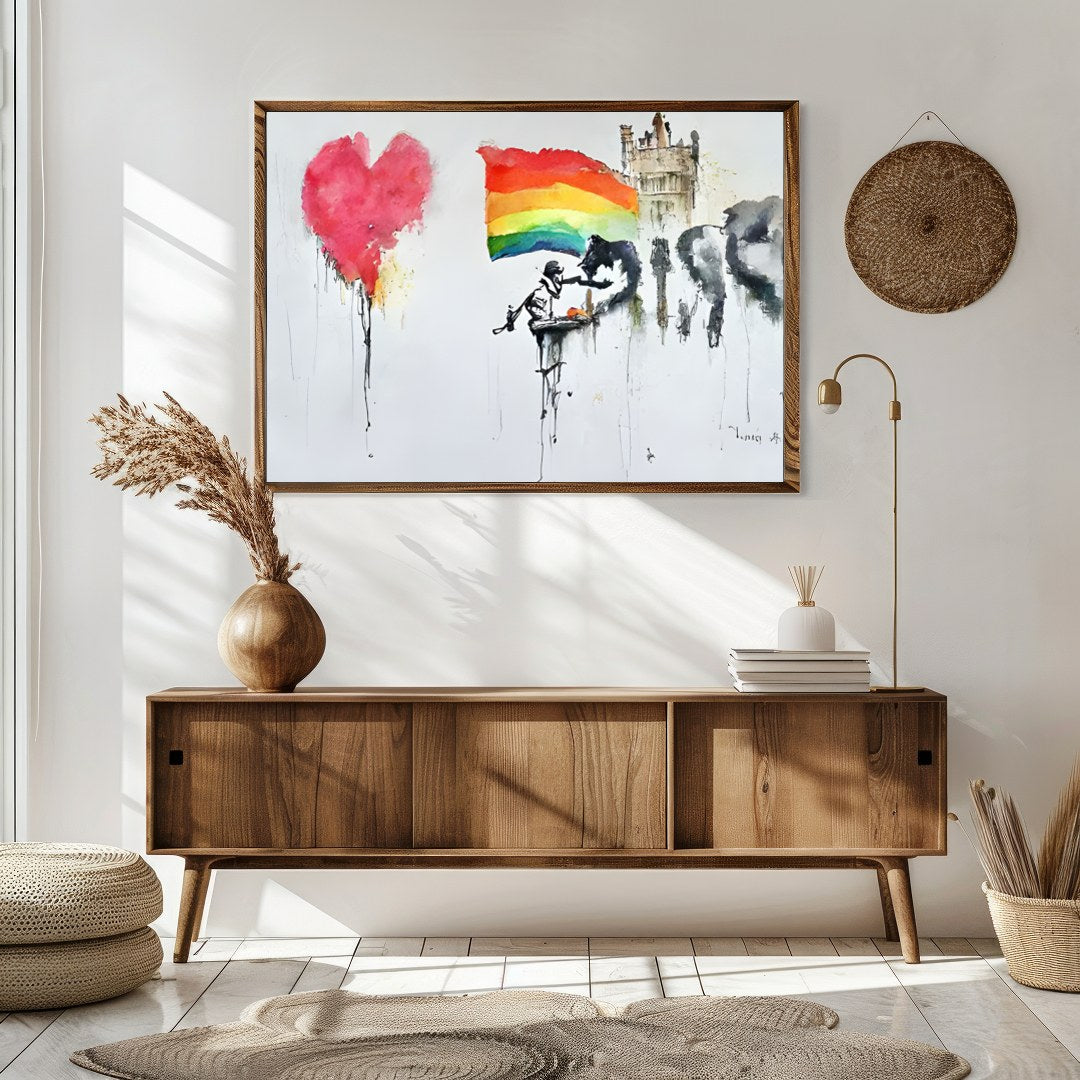 This captivating piece combines vivid colors with emotive imagery, making a bold statement in any for Sitting Area