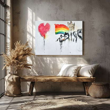 This captivating piece combines vivid colors with emotive imagery, making a bold statement in any for Veranda