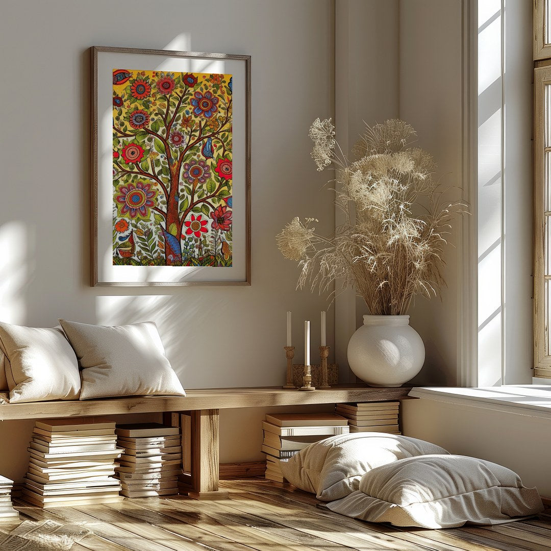 Celebrate the vivid wonders of nature with this dynamic tree of life artwork. Bursting with for abode