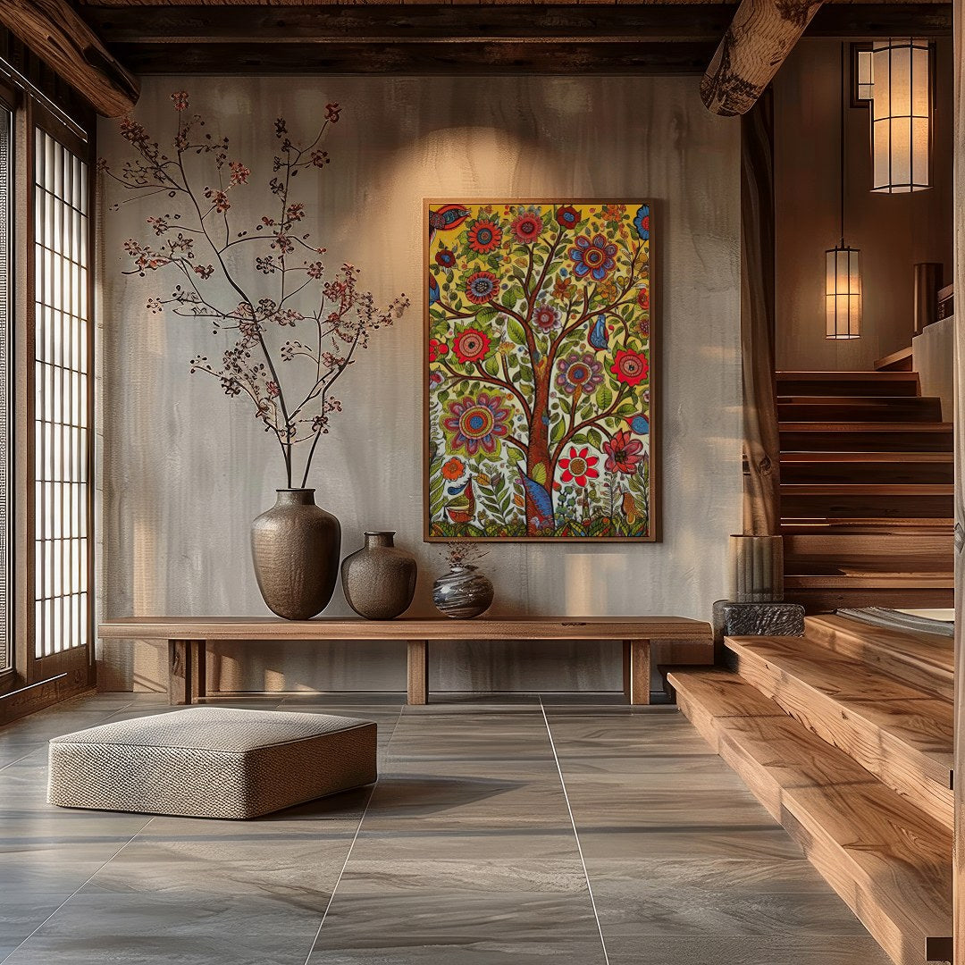 Celebrate the vivid wonders of nature with this dynamic tree of life artwork. Bursting with for Hall