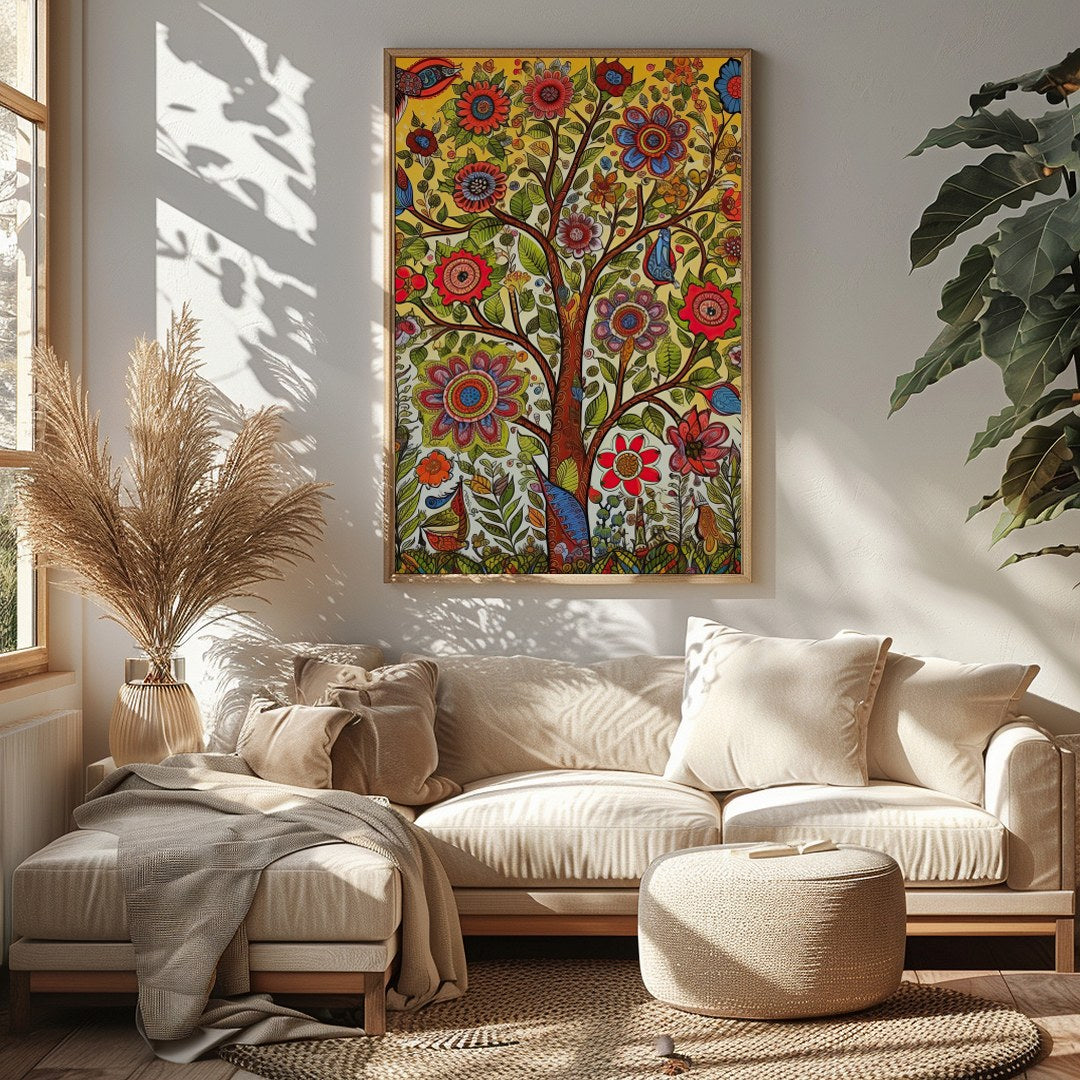 Celebrate the vivid wonders of nature with this dynamic tree of life artwork. Bursting with for Sitting Area