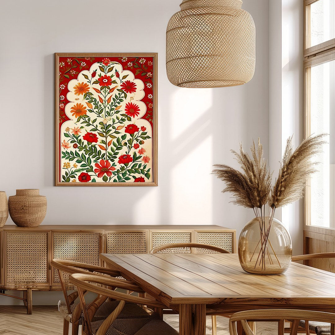 This captivating artwork features a lush array of vibrant flowers set against a warm background. for Extra Kitchen