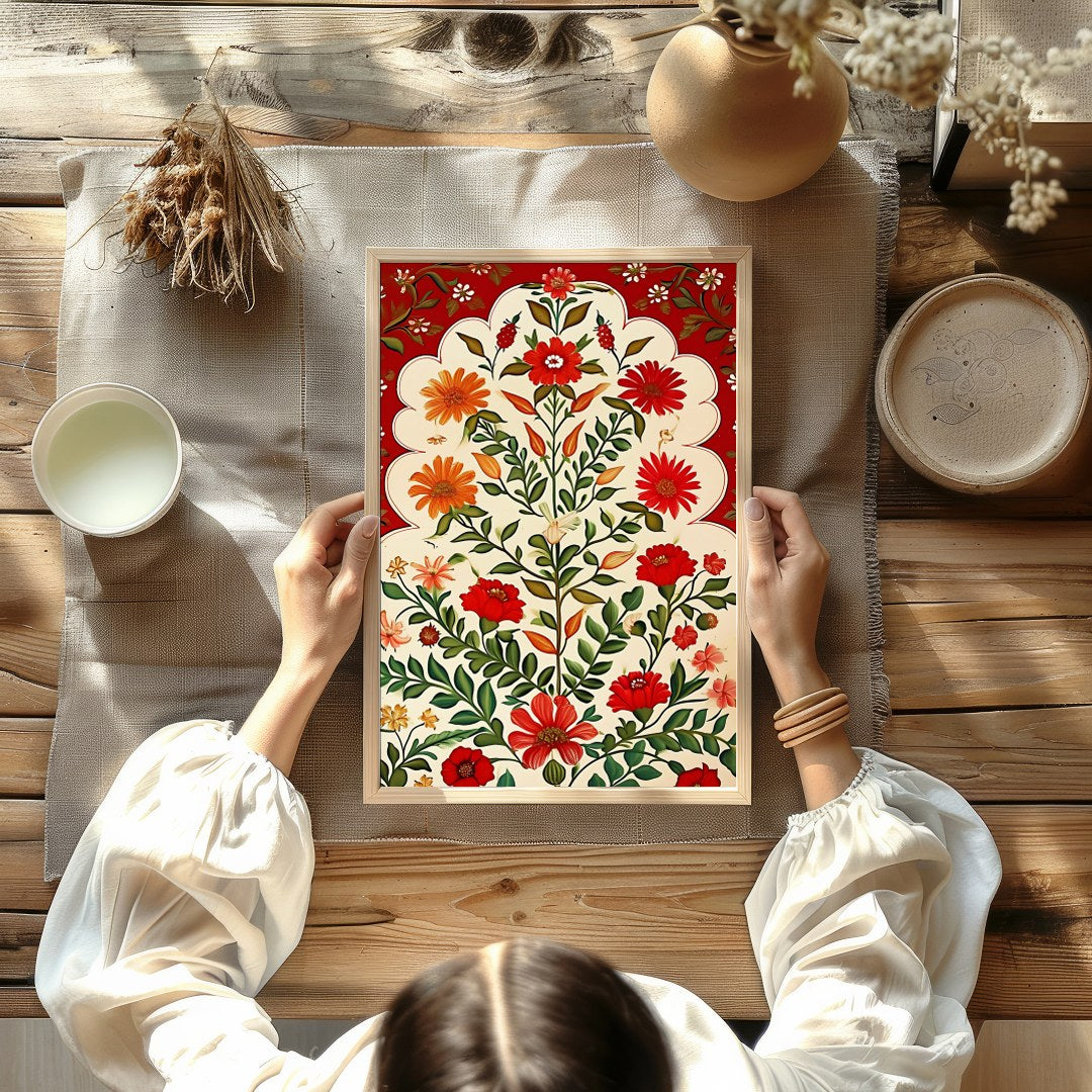 This captivating artwork features a lush array of vibrant flowers set against a warm background. for Kitchen