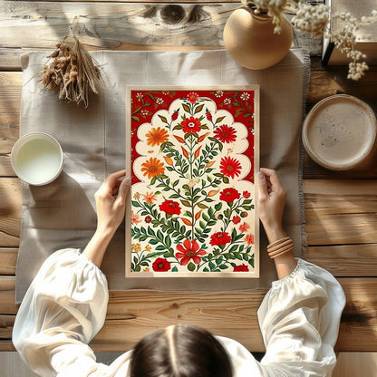 This captivating artwork features a lush array of vibrant flowers set against a warm background. for Kitchen