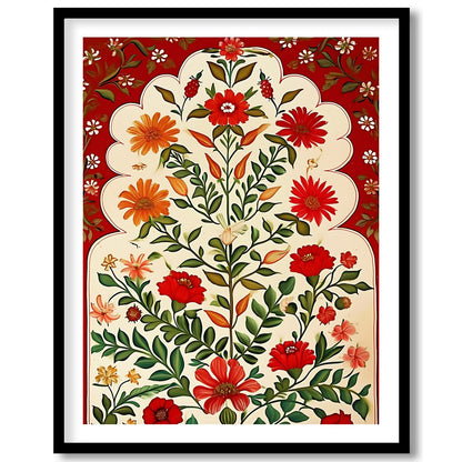 This captivating artwork features a lush array of vibrant flowers set against a warm background. for studio