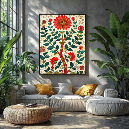 Embrace the beauty of nature with this stunning floral artwork. The vivid reds and lush greens for Balcony