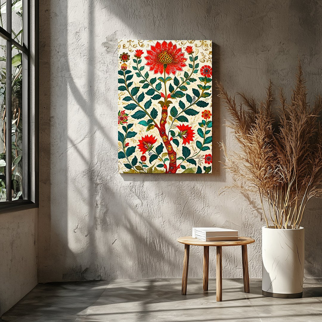 Embrace the beauty of nature with this stunning floral artwork. The vivid reds and lush greens for Entrance