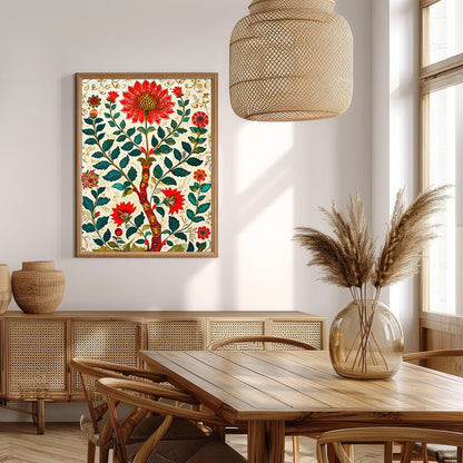 Embrace the beauty of nature with this stunning floral artwork. The vivid reds and lush greens for Extra Kitchen