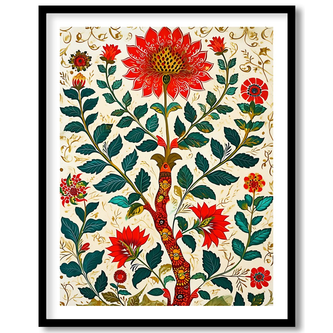 Embrace the beauty of nature with this stunning floral artwork. The vivid reds and lush greens for home