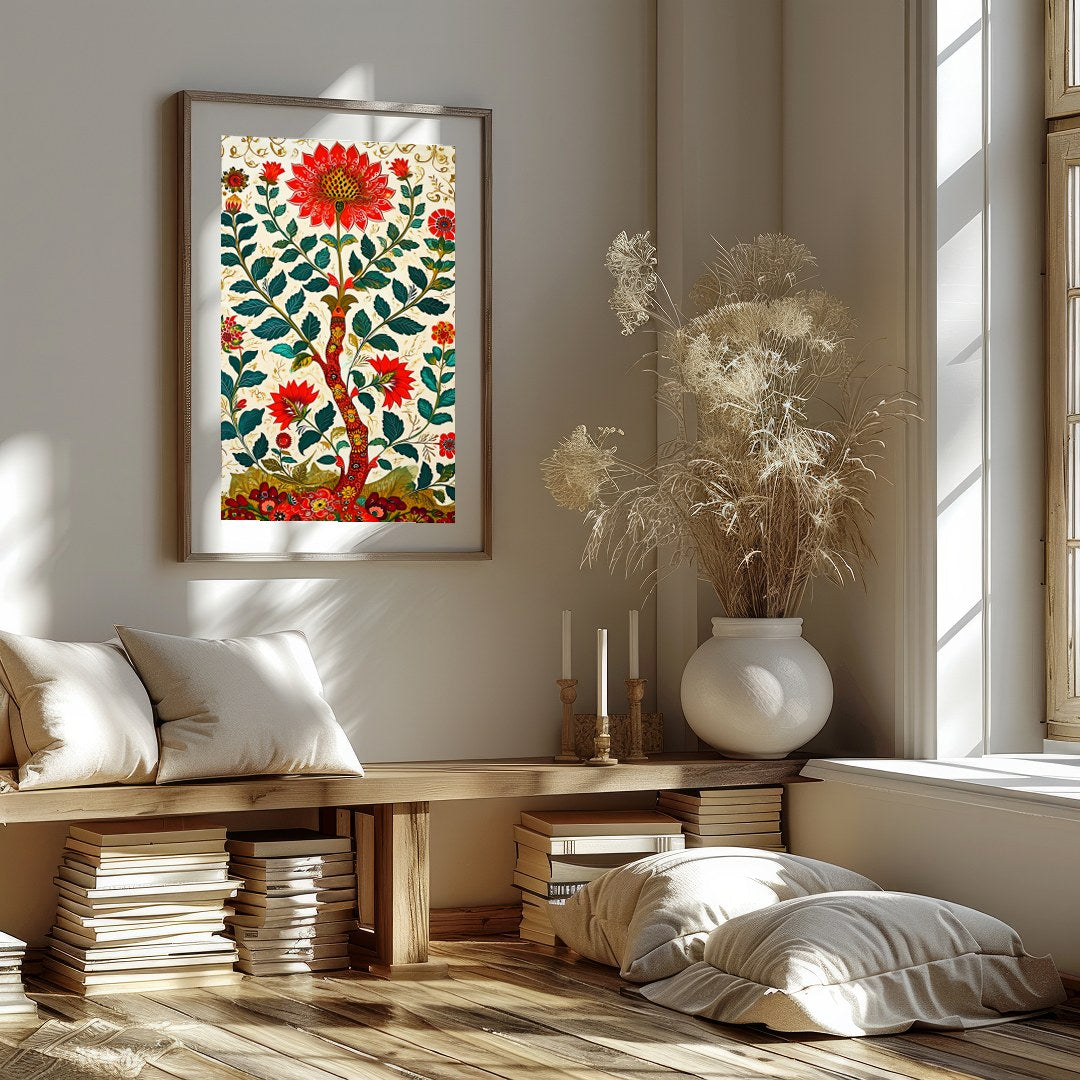 Immerse yourself in the radiant beauty of this floral masterpiece, where vivid blossoms and lush for sanctuary