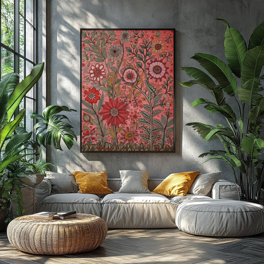 Immerse yourself in a world of vibrant blooms with this exquisite floral artwork. Featuring an for Balcony